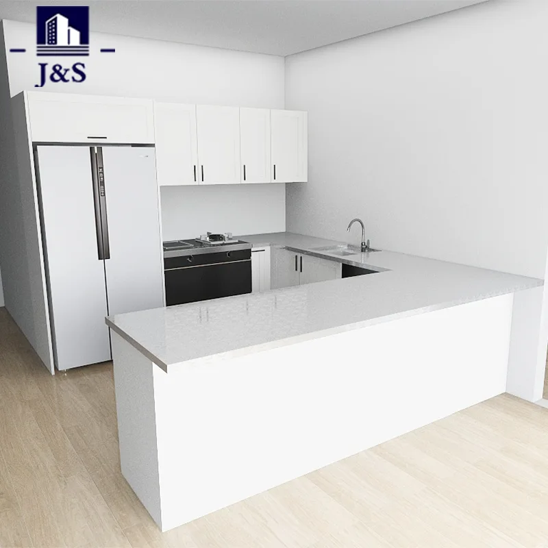 ครัวเชคเกอร์ PVC สีขาวพร้อมท็อปสแตนเลส